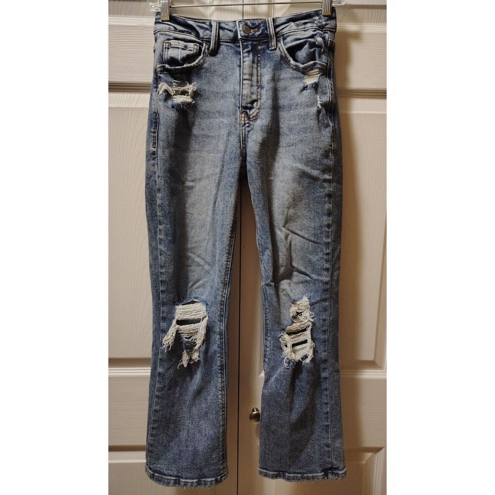 Willow & Root High-Rise Distressed Blue The Cropped Rise Up Jeans Size 23